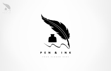 Feather pen and ink logo