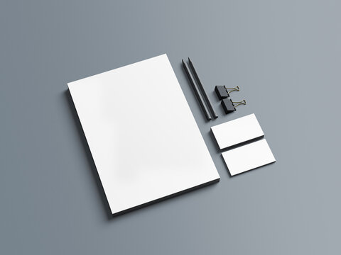 Papelaria em mockup 3d para você apresentar seus projetos de branding. Papel carta, envelope, cartão de visita, copo descartável, papel timbrado. 
