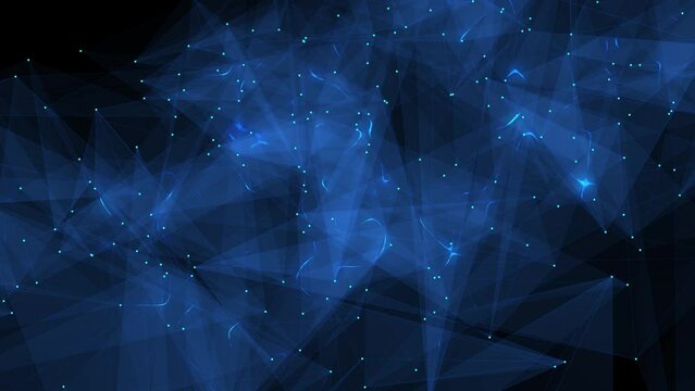 Blue plexus digital structure intelligence mesh animation background with electric effect
