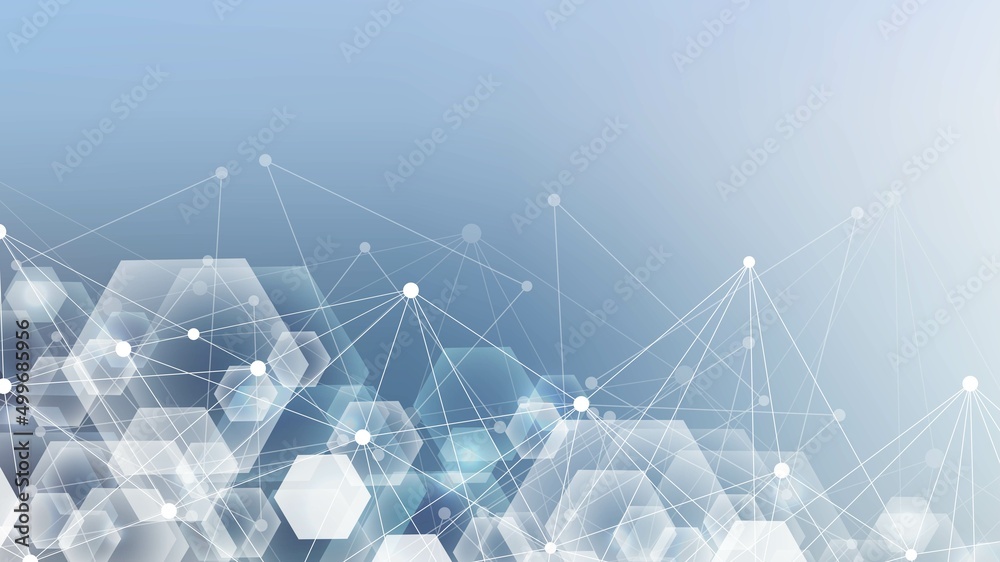 Poster modern futuristic background of the scientific hexagonal pattern. virtual abstract background with p