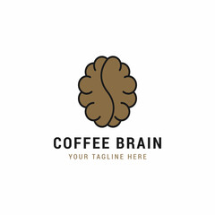 Coffee Brain Logo Design Vector Illustration