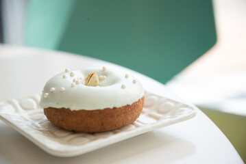 A beautiful pistachio cake donut