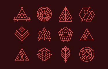 Sacred geometry symbols geometric icons and logos
