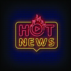 Hot News Neon Signs Style Text Vector