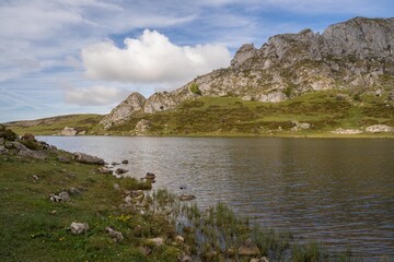 mountain landscape in lakes of Covadonga in Asturias, Spain