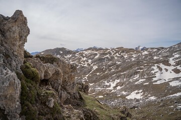 mountain landscape in winter in Picos de Europa National Park, Spain