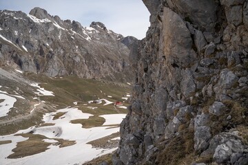 Fototapeta na wymiar mountain landscape in winter in Picos de Europa National Park, Spain