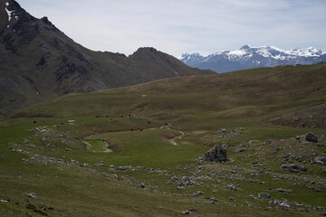 green fields in picos de europa national park, spain