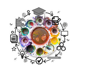 Obraz premium Color palette for watercolor on a white background ,Education, Art subjects, and icons