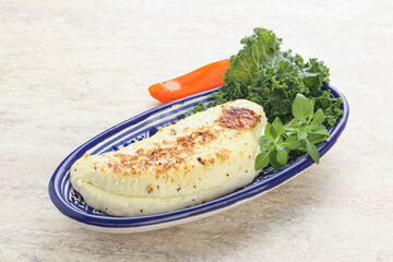 Roasted traditional cheese haloumi