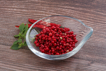 Red pepper seeds in the bowl