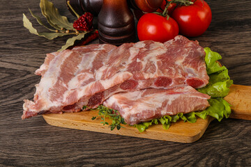 Raw pork ribs for cooking