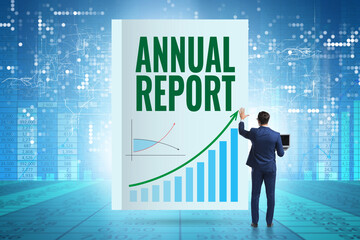 Businessman in annual report concept