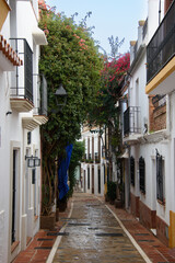 Famous white Architecture of the Marbella city in Spanish Andalusia on the mediterranean sea