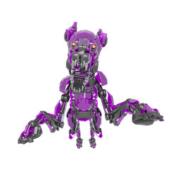 cyber dog is alert in white background front view