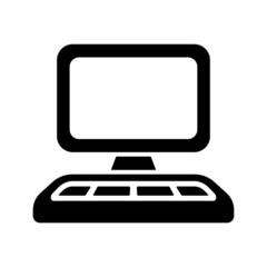 Computer icon. Monitor and keyboard. Black silhouette. Front view. Vector simple flat graphic illustration. Isolated object on a white background. Isolate.