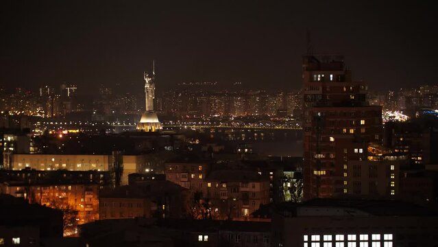 Night View panorama of Kyiv, Ukraine