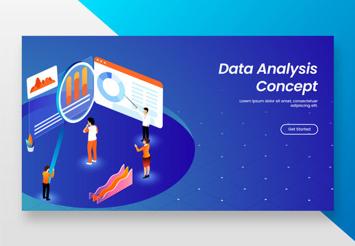 Data Analysis Concept Based Landing Page with Illustrations of Business People
