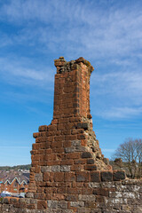Penrith Castle on a beautiful spring day with blue skies behind.