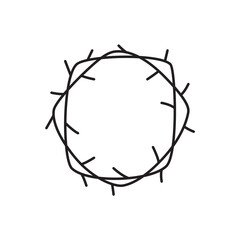 Obraz premium Monoline vector Crown of thorns icon. Simple illustration of Christian glyph Symbol, logo illustration graphics