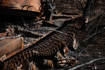 Burnt Russian tank in Ukraine