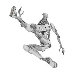 mechanical soldier kicking up