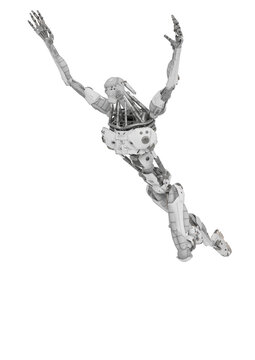 mechanical soldier is jumping