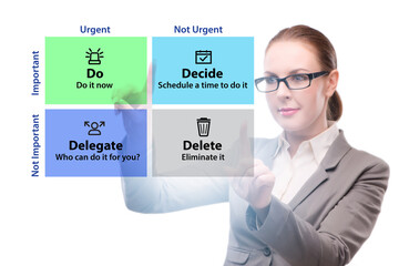 Businesswoman using eisenhower matrix for her priorities