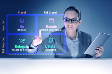 Businesswoman using eisenhower matrix for her priorities
