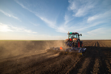 Tractor working in the field