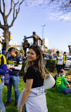 Fenerbahce supporter woman in Kadık&ouml;y  before match.