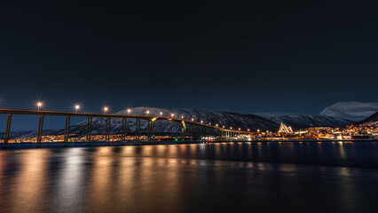 night bridge in cityscape