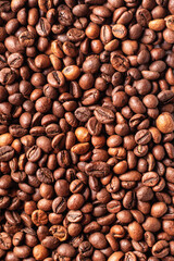 Grains of brown coffee, background texture