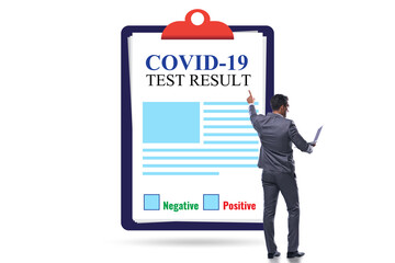 Man in the coronavirus covid-19 test concept