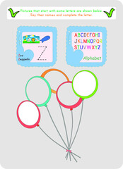 This worksheet is about learning pictures and words.