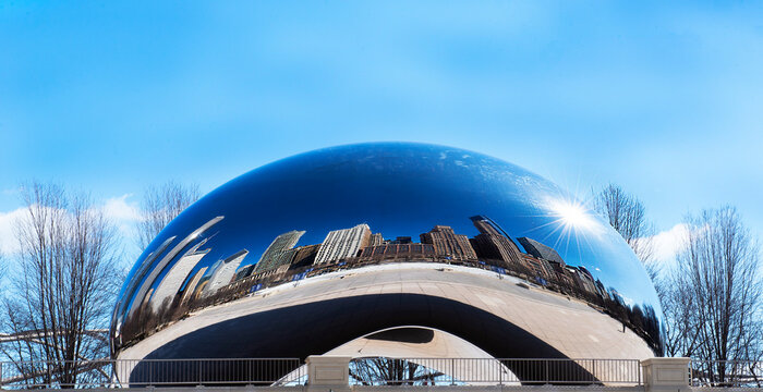 Chicago Skyline Reflected In The Bean Sculpture