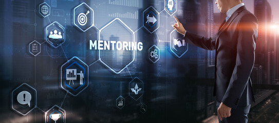 Mentoring Motivation Coaching Career Business Technology concept - obrazy, fototapety, plakaty