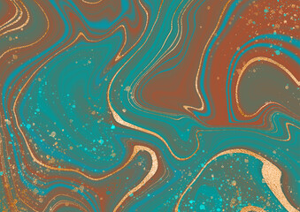 Green pastel marble with gold stripes. Lustrous marble design. Subtle graceful transitions and lines, faceted agate stone. Chic bright background. Vector file.