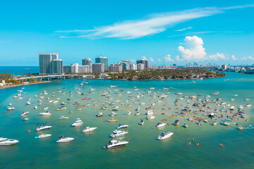 Boats in Biscayne Bay in Miami Florida
