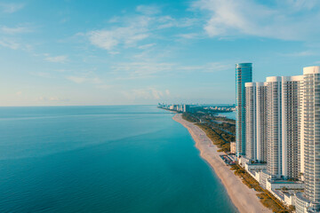 Panoramic view of the pristine Sunny Isles Beach in South Florida