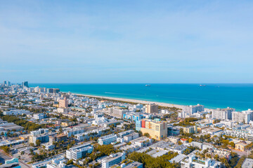 Panoramic view of South Beach in Miami Beach in Florida