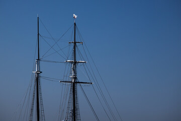 Rope rigging on an old sailing ship