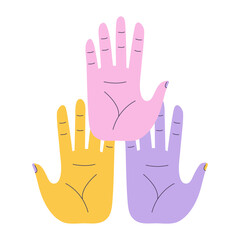 Obraz premium Hands of group of people putting together. Characters supporting