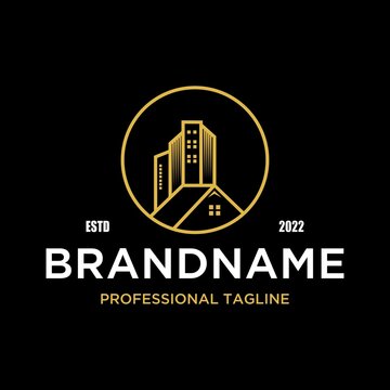 Minimalist professional Real Estate building house logo template for business, Free Real Estate logo