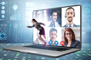 Videoconferencing concept with people in online call