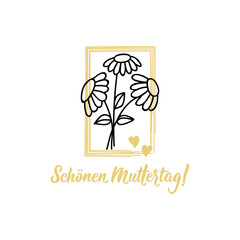 Translation from German: Happy Mother's Day. Holidays card. Lettering. Ink illustration. Modern brush calligraphy.