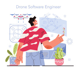 Drone technology. Innovative aerial vehicle engineering, piloting