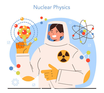 Diverse women in science. Female nuclear physicist explore atomic