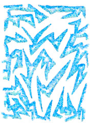 white background with blue lightning zigzags watercolor
