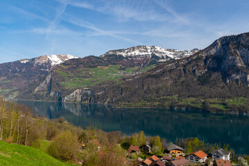 View over the lake Walensee in Switzerland